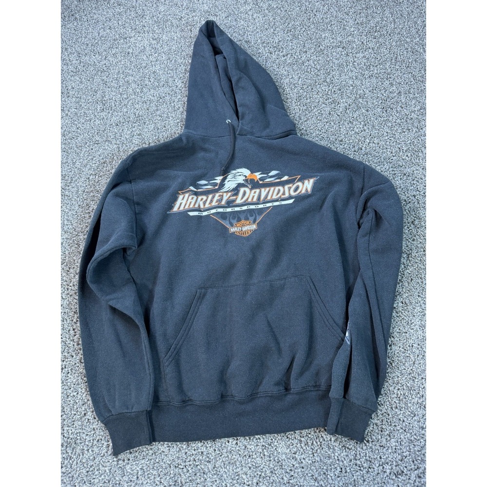Harley-Davidson Black Hoodie with Orange & White Logo